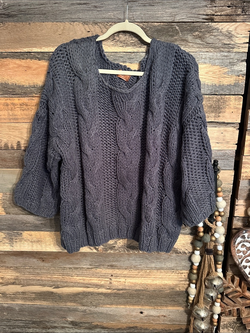 Pol purple blue chunky knit sweater